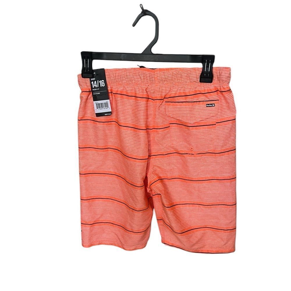 Hurley Boys’ Board Shorts Swim Trunks Size 14/16 Orange Striped NWT - Picture 3 of 5